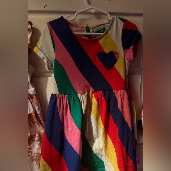Mini Boden Other - Mini Boden Size 4/5 Year Rainbow Striped Dress with Heart Pocket